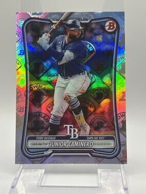 2026 Bowman Junior Caminero Bowman Logo Pattern Refractor SP Tampa Bay Rays